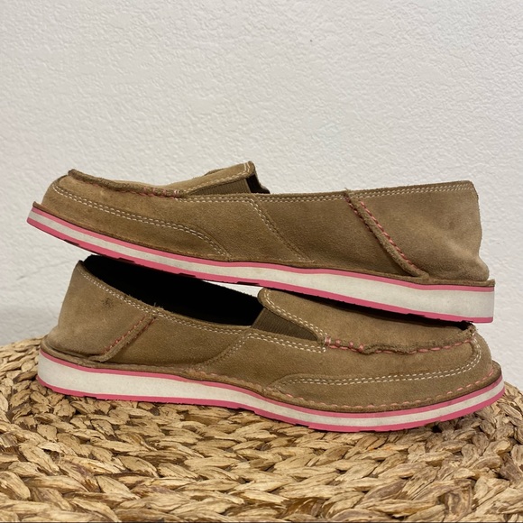 Ariat cruise leather suede slip on tan pink women’s 9 - Picture 5 of 8